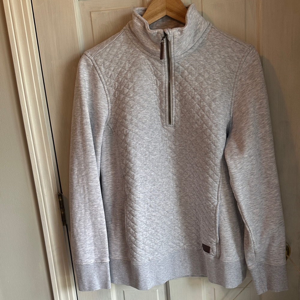 L.L. Bean Women's Quilted Quarter-Zip Pullover_Size M_light heather gray - Picture 5 of 10